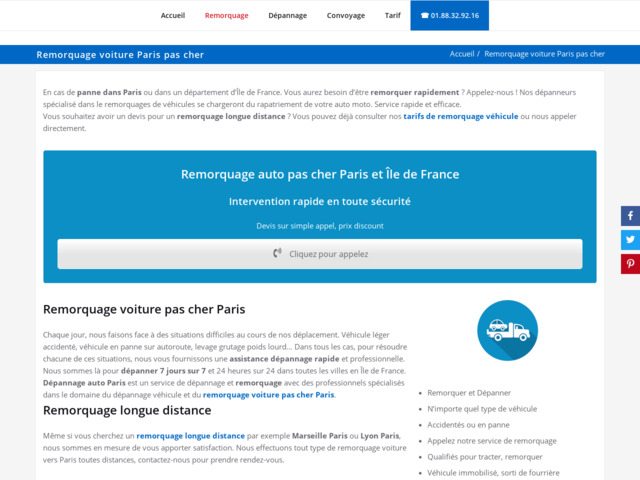 Remorquage voiture paris