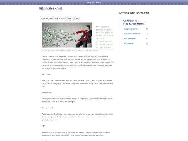 Site internet et argent