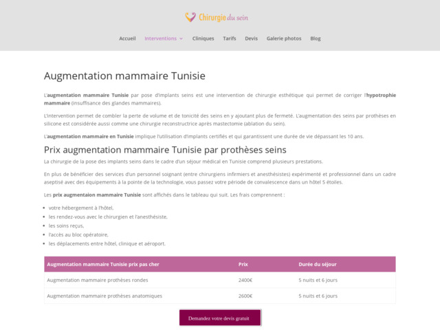 Augmentation mammaire tunisie