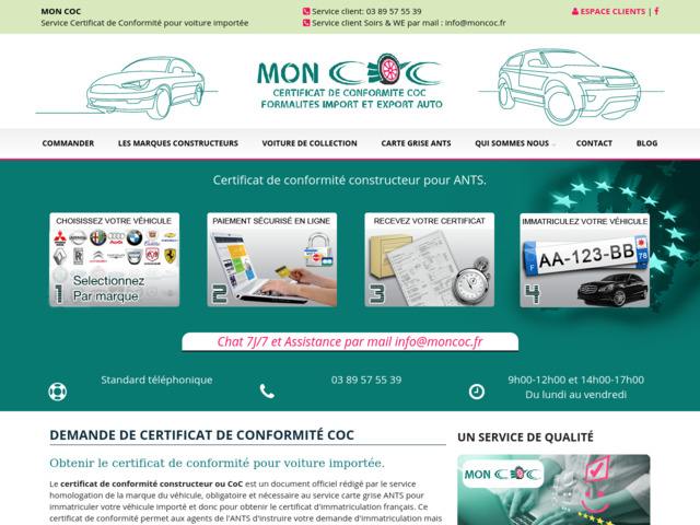 Certificat de conformité Officiel pour carte grise