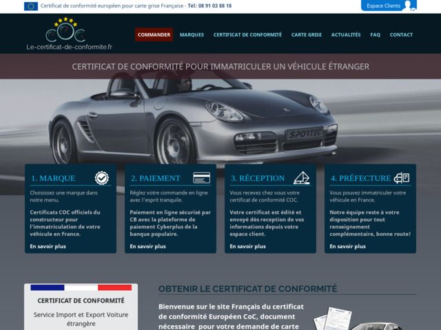 Certificat de Conformité Européen voiture importée