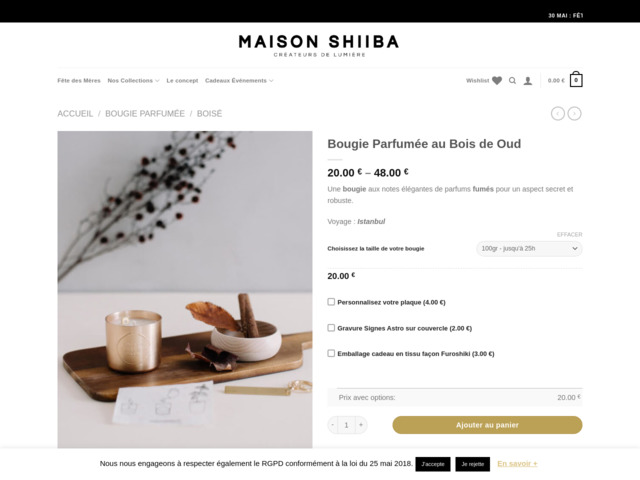 Bougie parfumée senteur oud