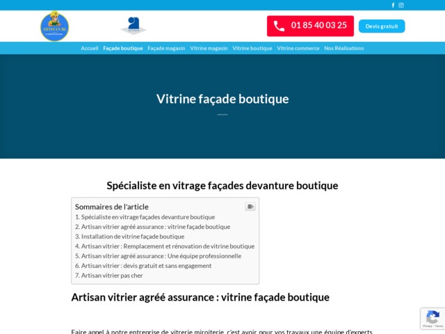 Vitrine façade boutique