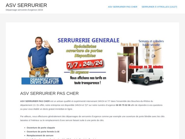 ASV SERRURIER PAS CHER | Dépannage serrurerie d'urgence 2424