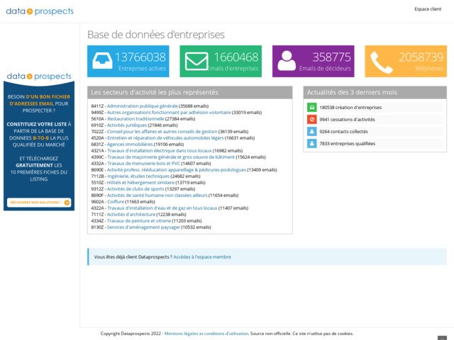 Annuaire des entreprises fran�aises dataprospects