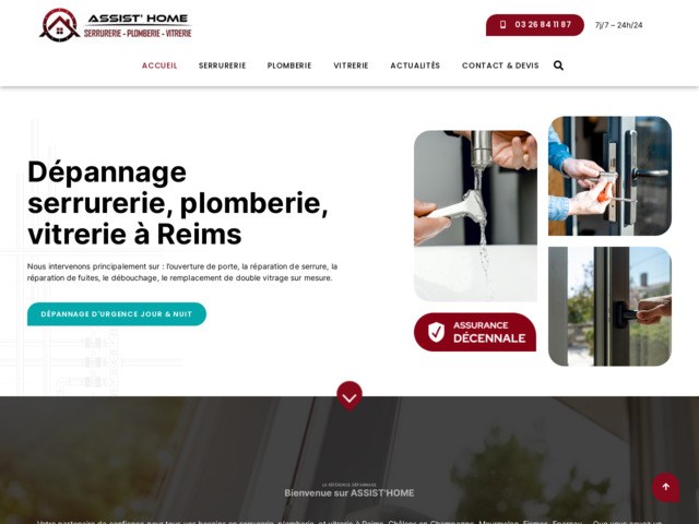 Assist'Home, entreprise de dépannage en serrurerie, plomberie et vitrerie à Reims