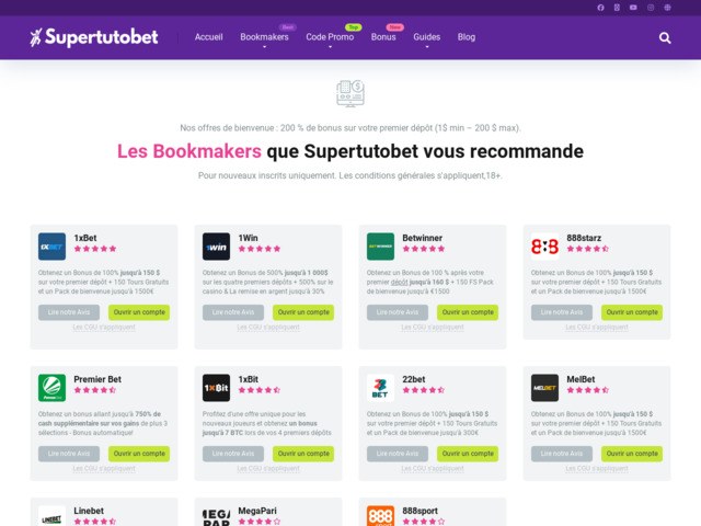 Supertutobet - Meilleurs sites de paris sportifs en Afrique