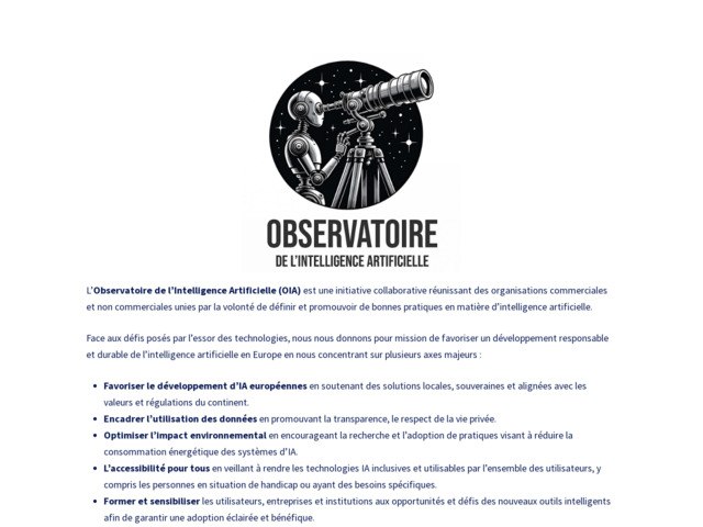 Observatoire de l’Intelligence Artificielle - OIA