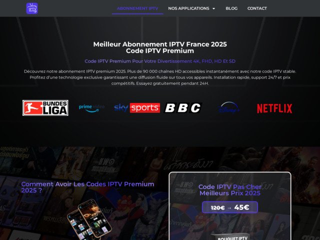 Abonnement IPTV Premium France 2025 | Code IPTV pas cher