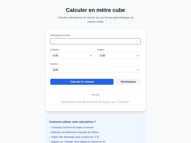 Calculer en metre cube