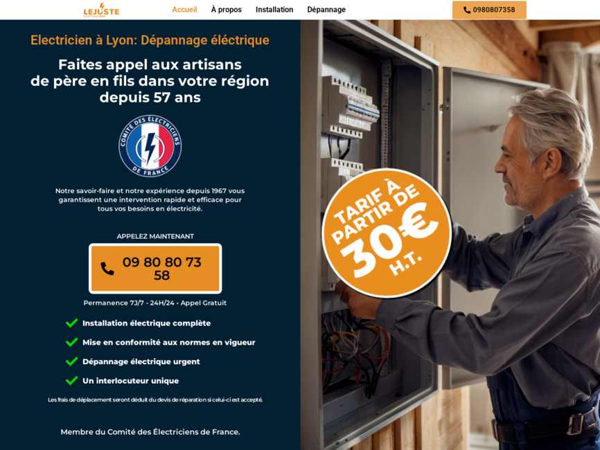 Le juste electricien - depannage et installation electrique en france