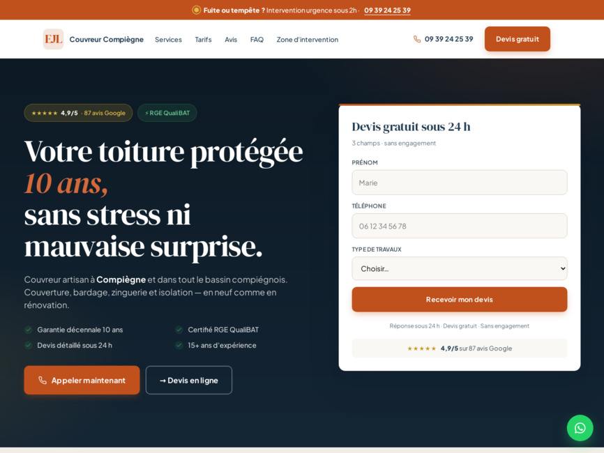 Couvreur compiègne ejl