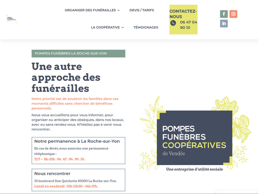 Coopérative funéaire de vendée - pompes funèbres la roche-sur-yon