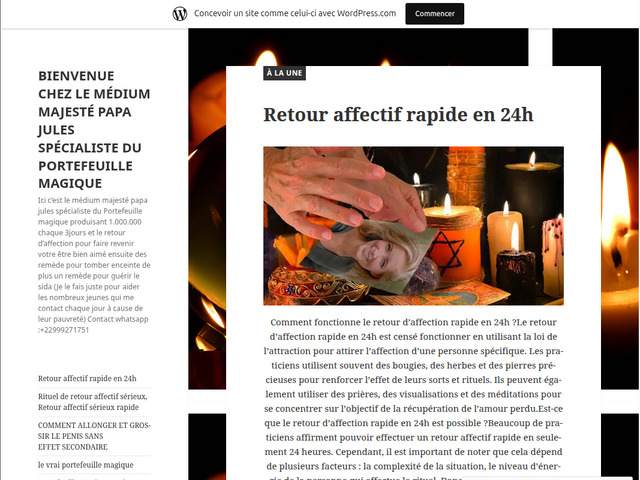 Bienvenue chez le mdium majest papa jules spcialiste du bedou magique 