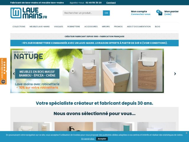 Vente en ligne de lave-mains et meuble lave-mains