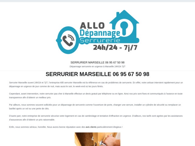 Allô Serrurier Marseille Pas Cher 2424 7j7 Dépannage d'urgence