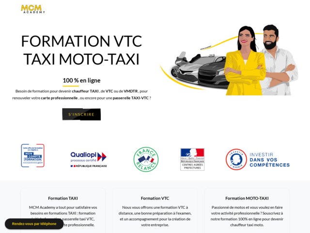 MCM Academy - centre de formation VTC, taxi, moto taxi en ligne