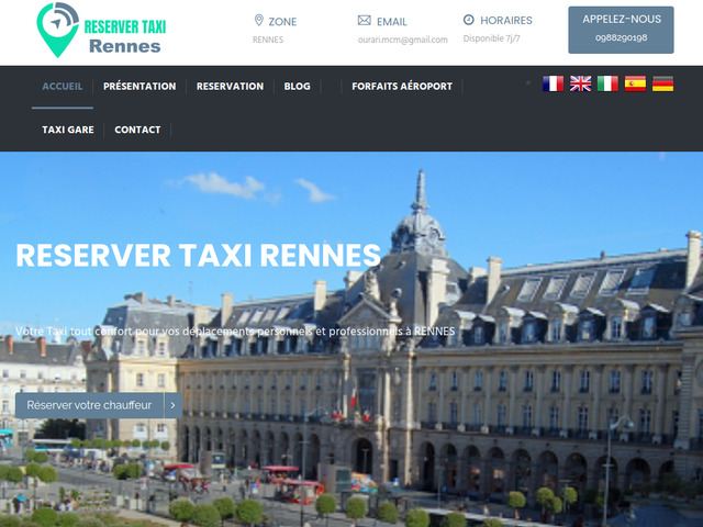 Commander et réserver votre taxi à Rennes
