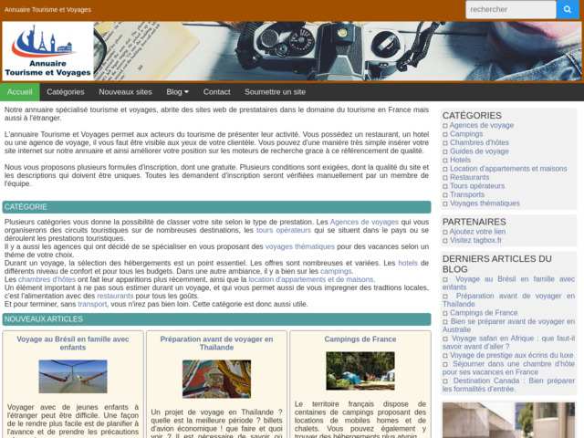Annuaire tourisme et voyages