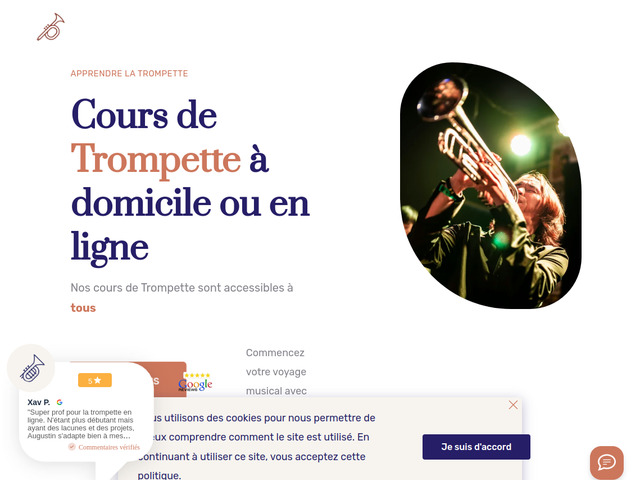 Cours de trompette en ligne et  domicile