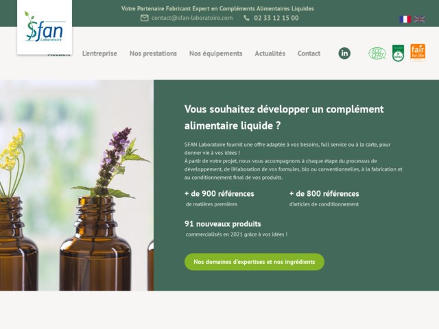 SFAN - fabricant de compléments alimentaires liquides en Normandie
