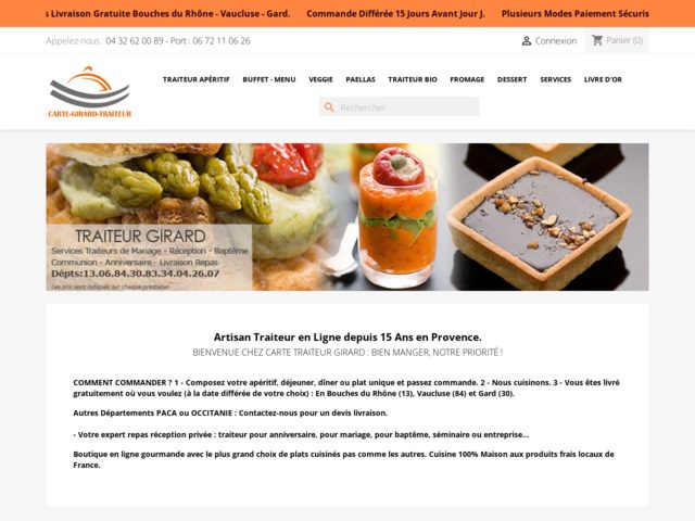 Carte traiteur girard : l'expert de vos repas  domicile