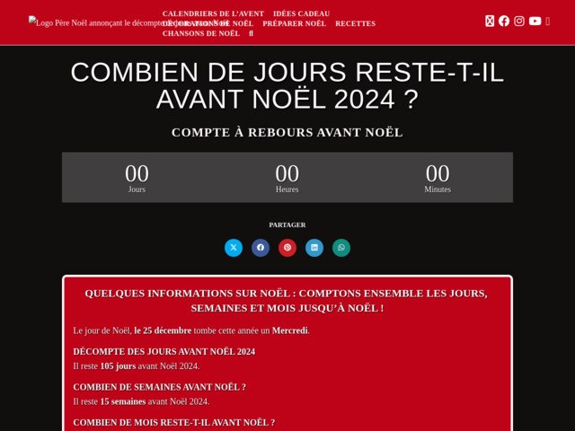Combiendejoursavantnoel.com : compte  rebours avant Nol
