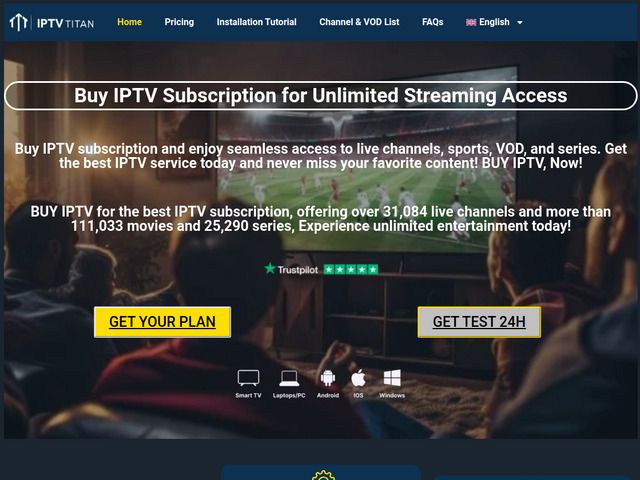 Achetez un abonnement IPTV - obtenez un essai gratuit de 24 heures