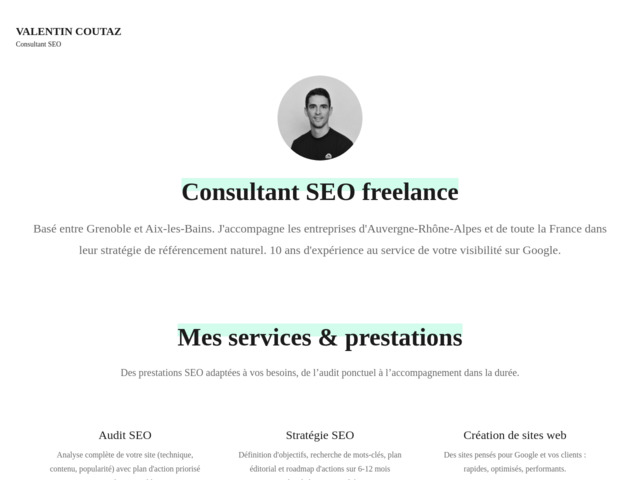 Valentin coutaz consultant seo freelance