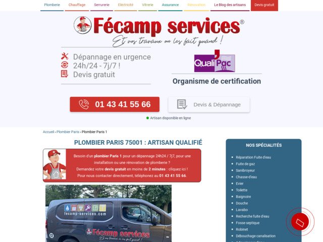 Entreprise de dpannage plomberie 75001