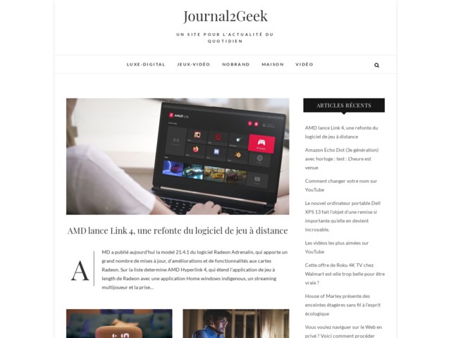 Journal2geek un site pour l'actualité du quotidien