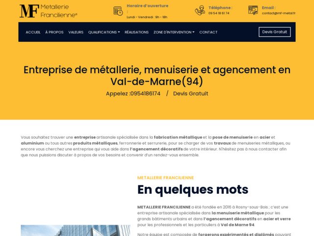 Métallerie francilienne : métallerie, ferronnerie, serrurier et agencement