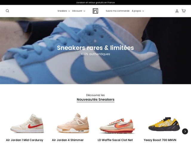 Vente sneakers rares limitées en ligne