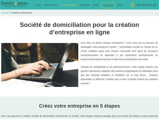 Pour la domiciliation de votre société en Tunisie, appelez le +21658825153