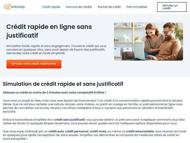 Crédit en ligne rapide sans justificatif, prêt personnel sans justificatif