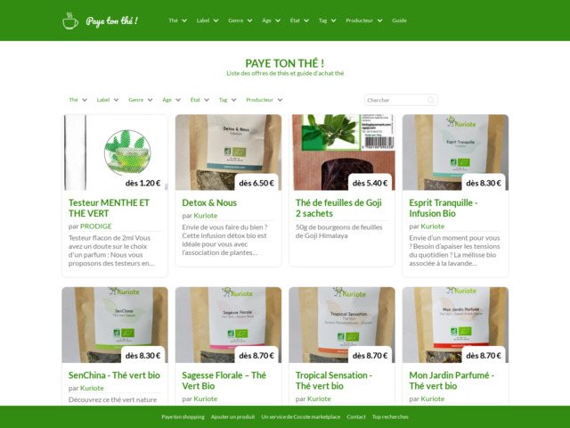 Liste thés et guide d'achat