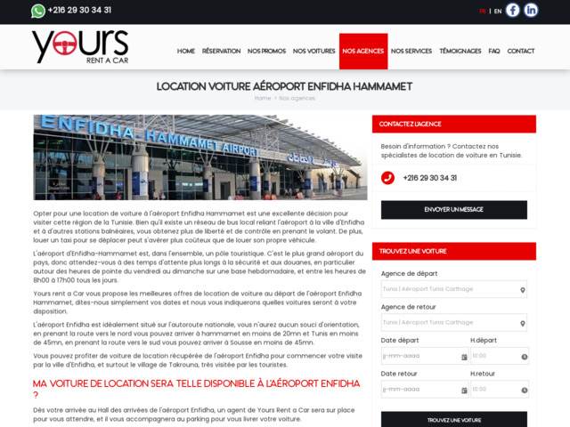 Location voiture aéroport Enfidha Hammamet