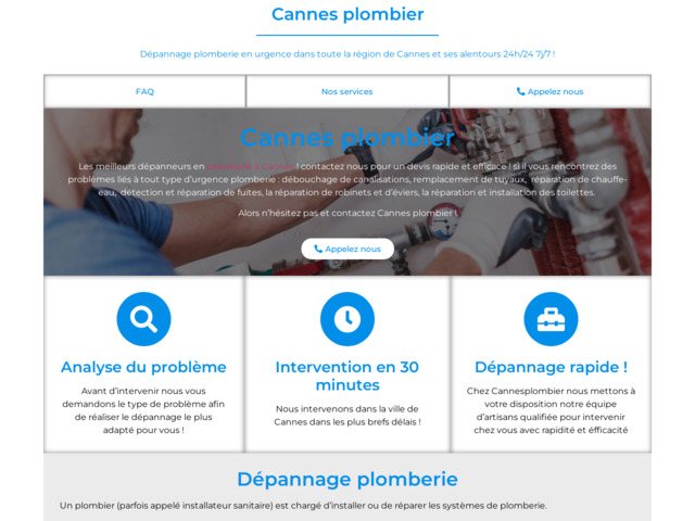 Dépannage rapide plomberie Cannes plombier