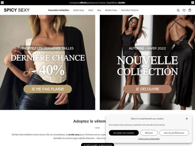 Boutique en ligne de vêtements et de mode sexy pour femme