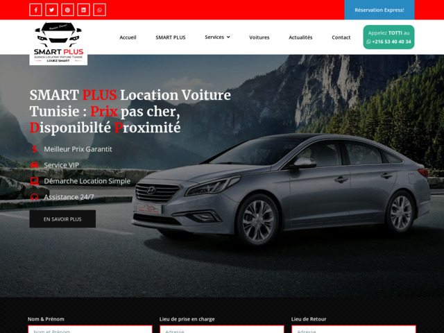 Location voiture Tunisie prix pas cher Smart Plus