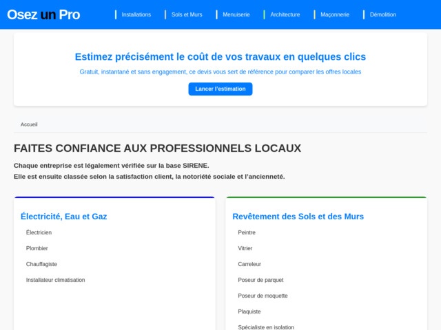 Sélection des meilleurs pros du bâtiment pas chers