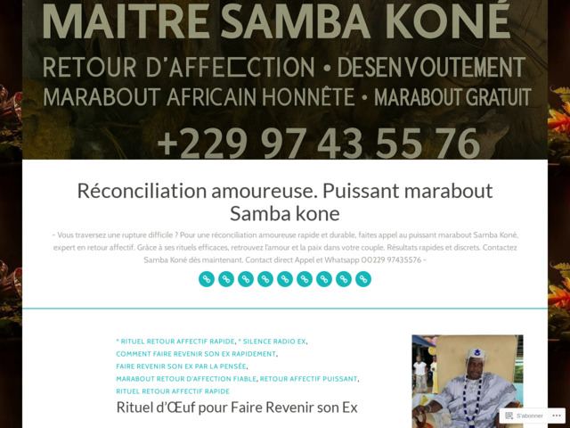 Réconciliation amoureuse. puissant marabout samba kone