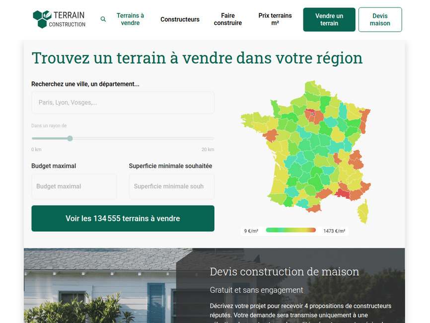 Annonces terrains constructibles sur toute la France