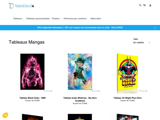 Tablodco : spcialiste de la vente de tableaux mangas sur toile