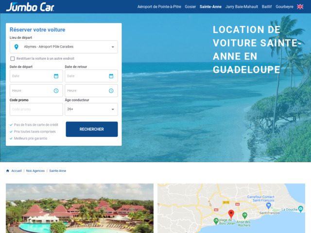 Location de voiture Sainte-Anne Guadeloupe - Jumbo car