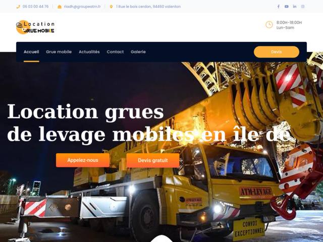 Location grue mobile sur porteur Ile-de-France