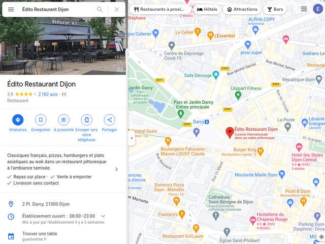 Restaurant à Dijon centre ouvert tard le soir