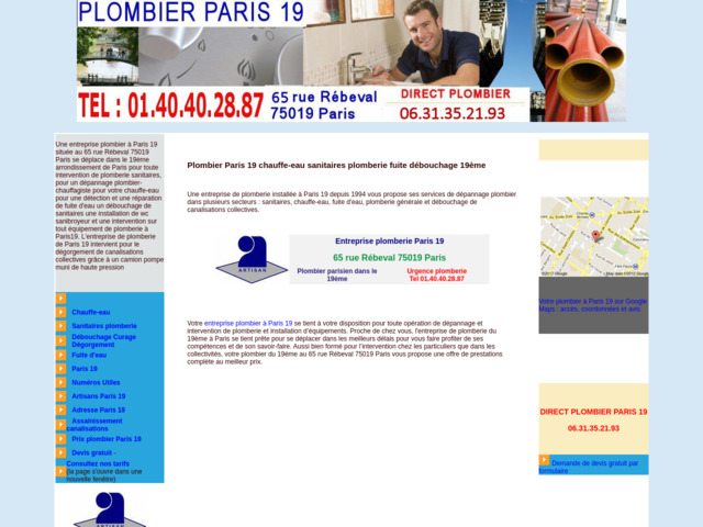 Plombier paris 19