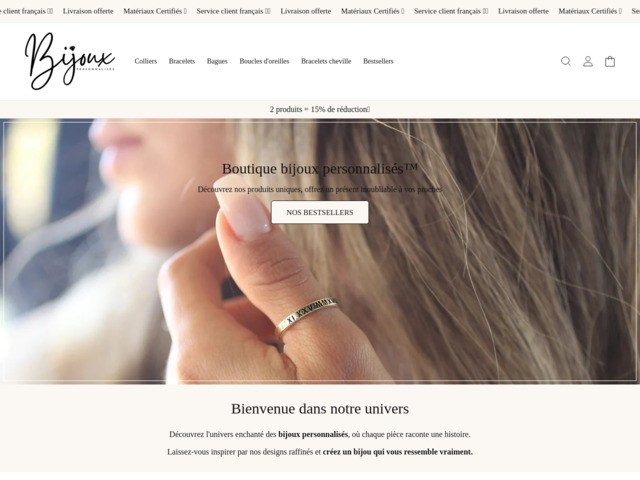 Boutique de bijoux personnaliss