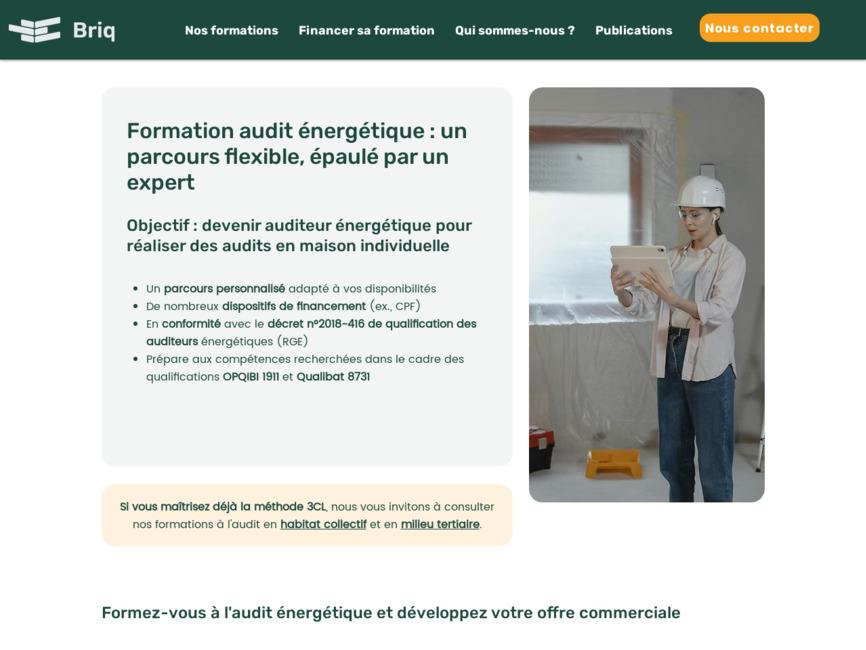 Briq formation organisme de formation aux métiers de l'audit énergétique
